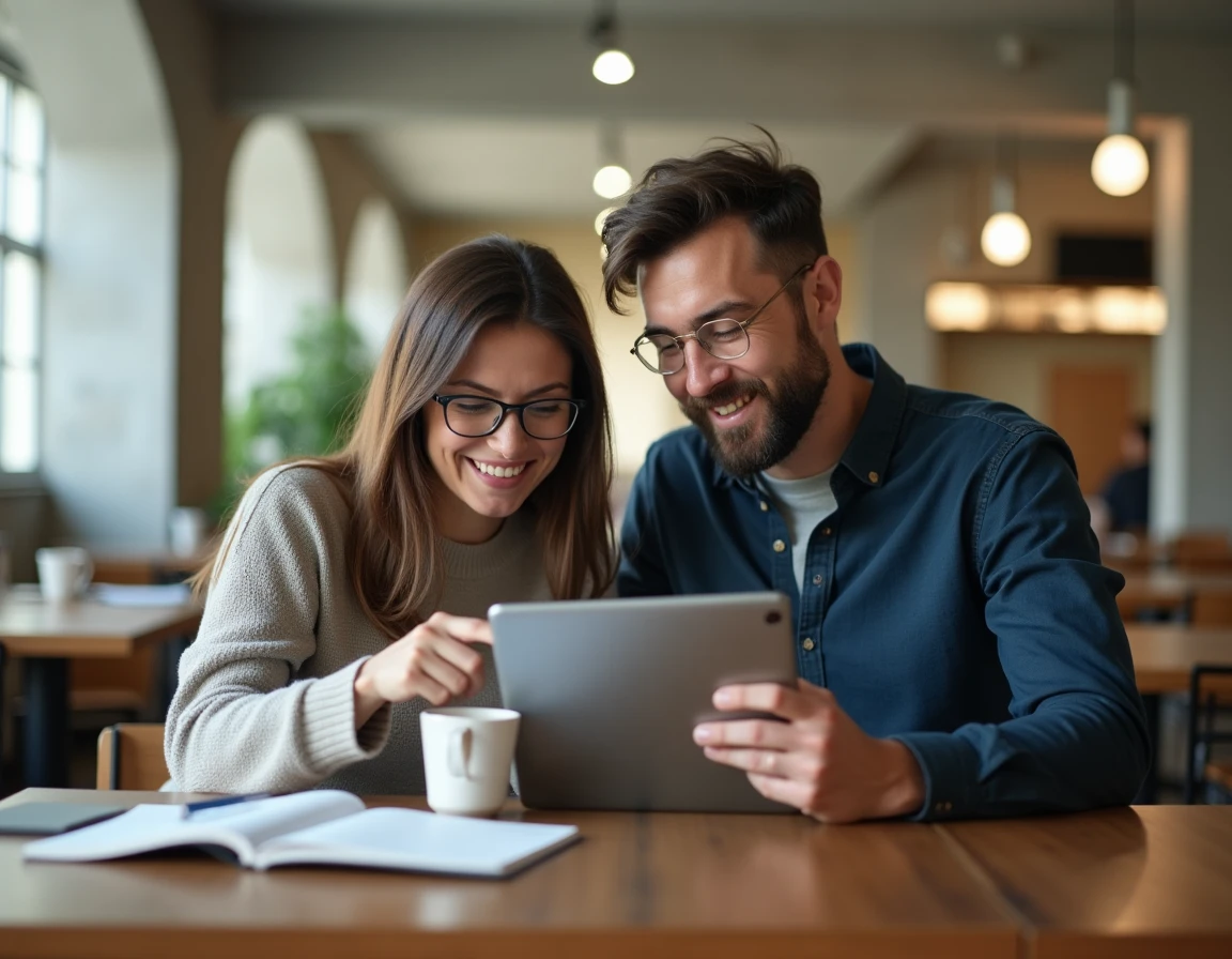 Deux enseignants collaborant autour d'une tablette pour optimiser leurs cours en ligne sur l'ENT Centrale Marseille