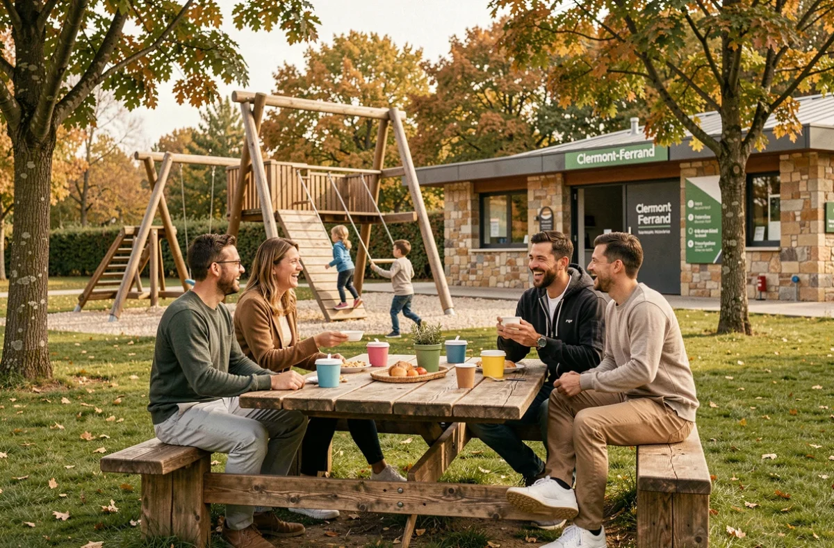 Familles en plein air dans un espace de loisirs rénové près de Clermont-Ferrand en 2026