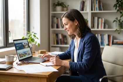 Femme d'affaires dans son bureau immobilier