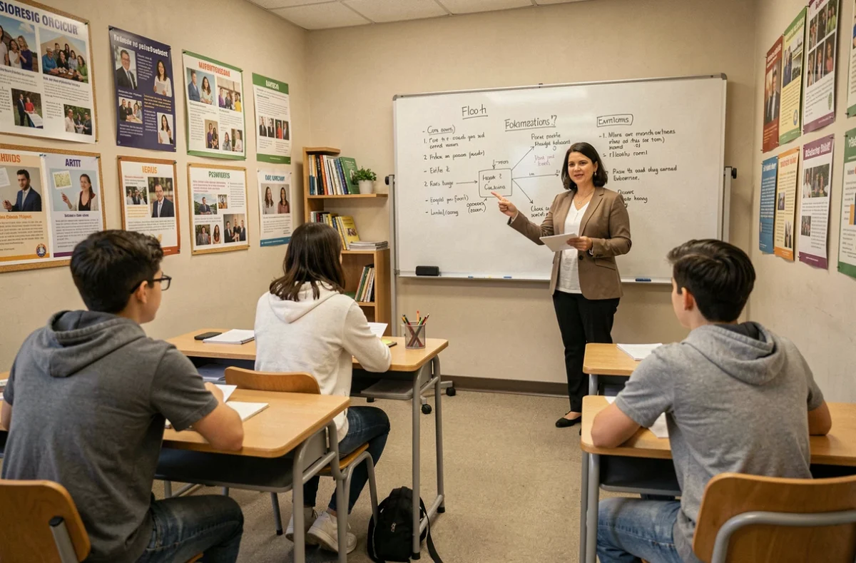 Des élèves suivent une session de soutien scolaire et de préparation aux examens avec le Groupe Réussite à Paris