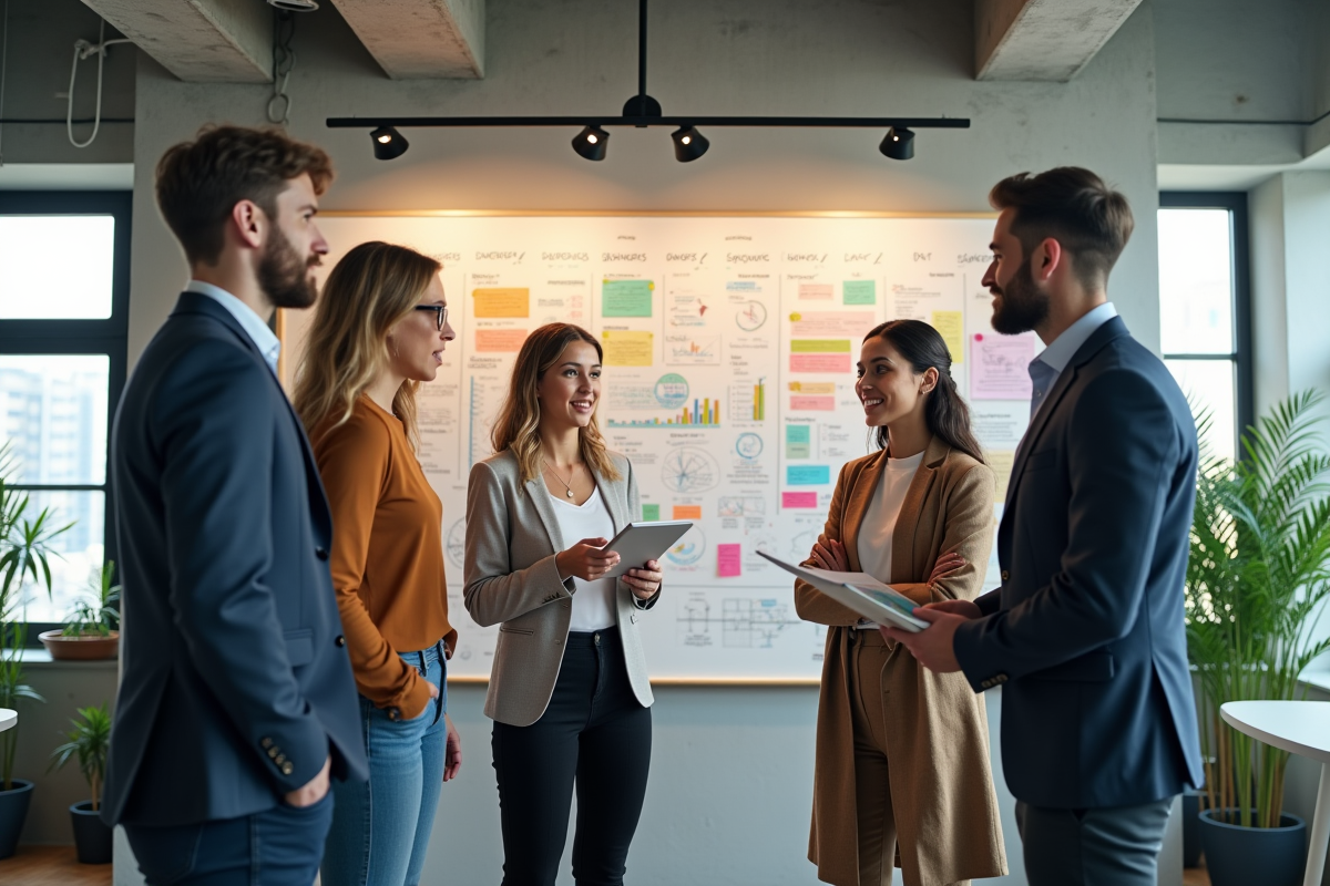 Groupe de jeunes professionnels en réunion de brainstorming