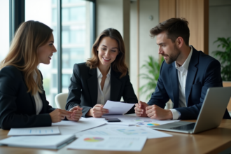 Groupe de jeunes professionnels en réunion de travail